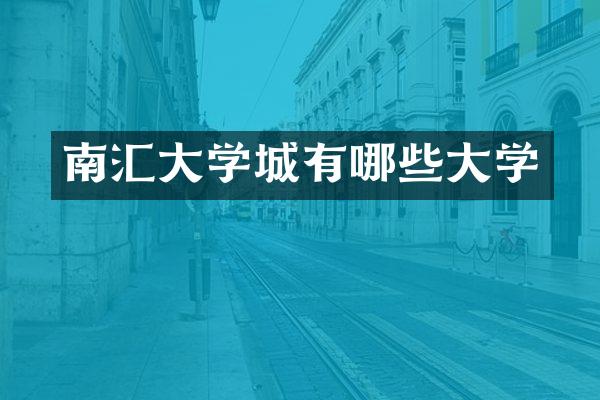 南汇大学城有哪些大学