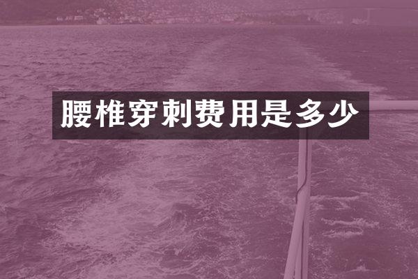 腰椎穿刺费用是多少