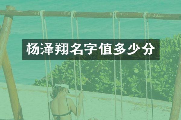 杨泽翔名字值多少分