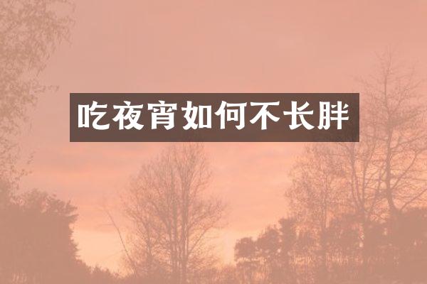 吃夜宵如何不长胖