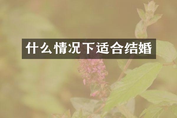 什么情况下适合结婚