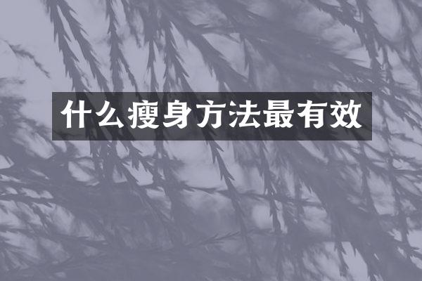 什么瘦身方法最有效