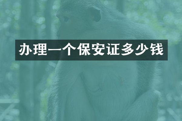 办理一个保安证多少钱