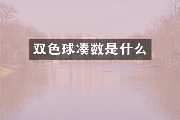 双色球凑数是什么