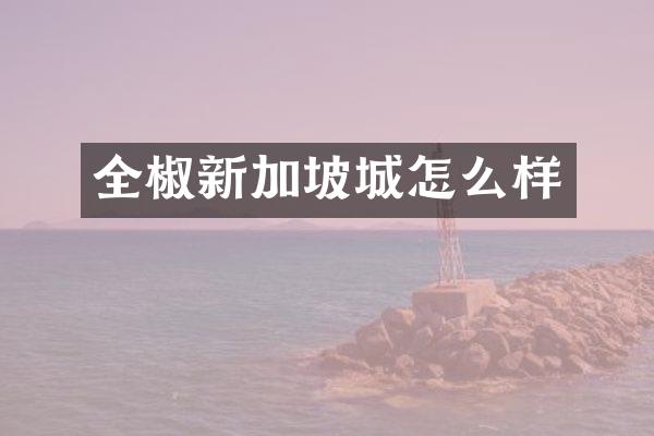 全椒新加坡城怎么样