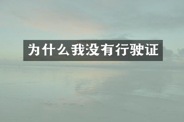 为什么我没有行驶证