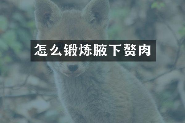 怎么锻炼腋下赘肉