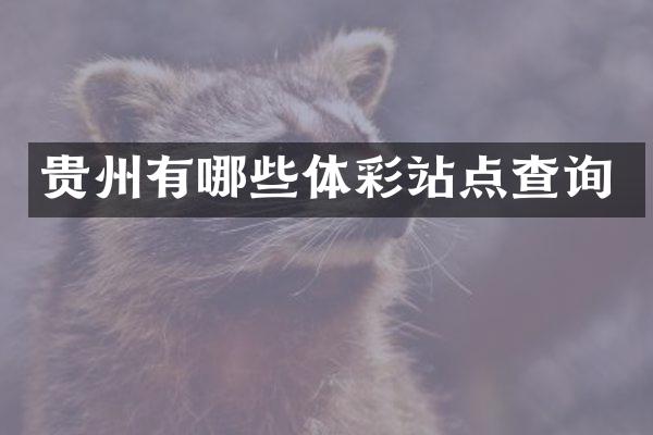 贵州有哪些体彩站点查询