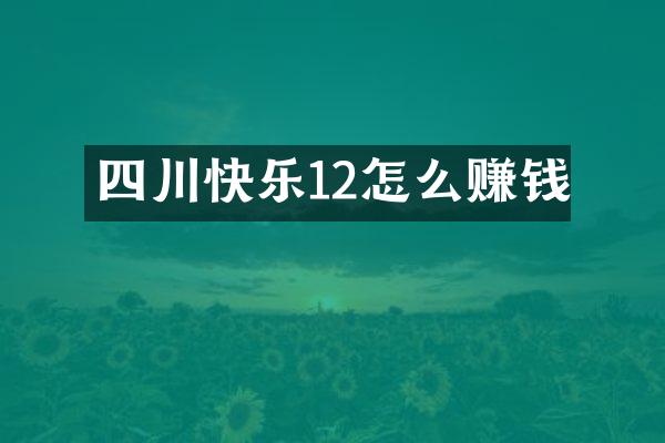 四川快乐12怎么赚钱