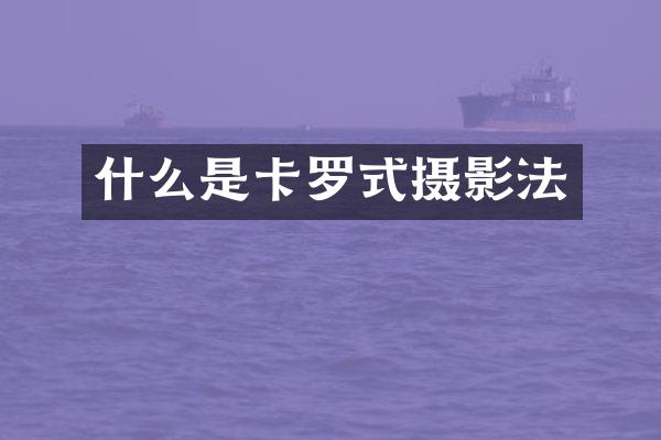 什么是卡罗式摄影法