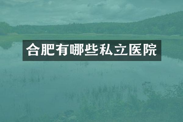 合肥有哪些私立医院