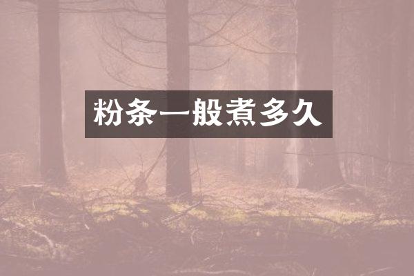 粉条一般煮多久