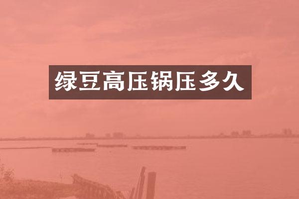 绿豆高压锅压多久