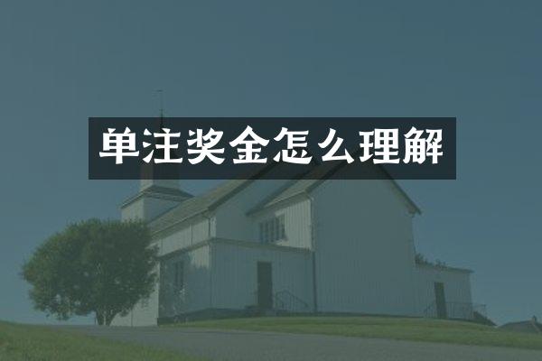单注奖金怎么理解