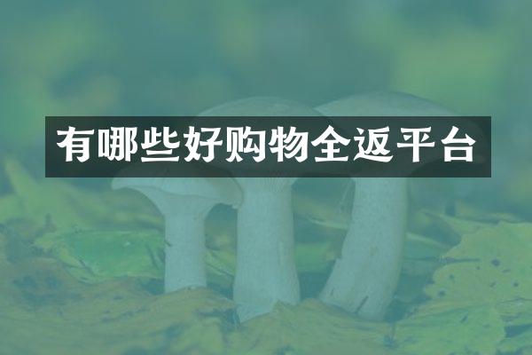 有哪些好购物全返平台