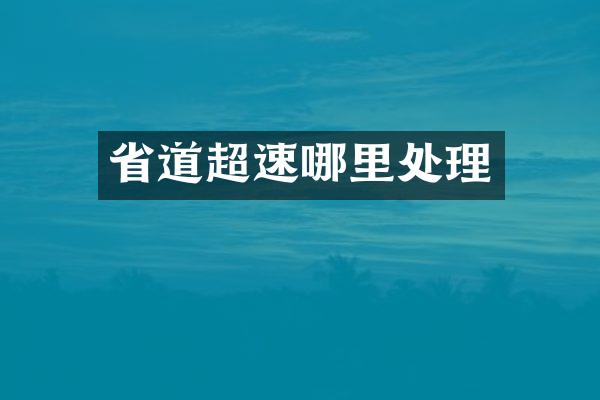 省道超速哪里处理