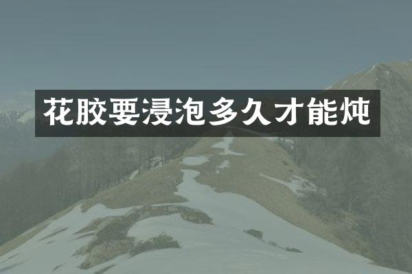 花胶要浸泡多久才能炖