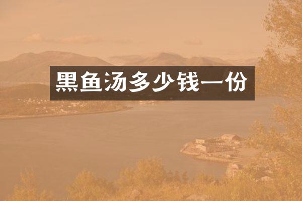 黑鱼汤多少钱一份