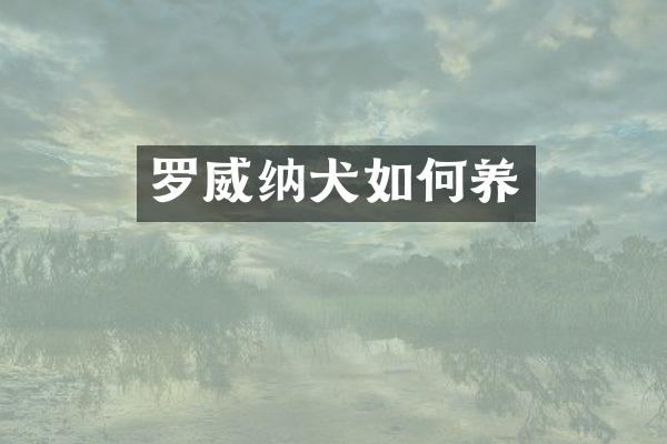 罗威纳犬如何养