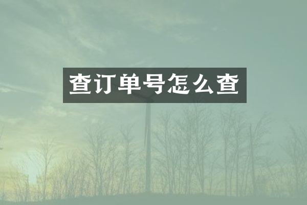 查订单号怎么查