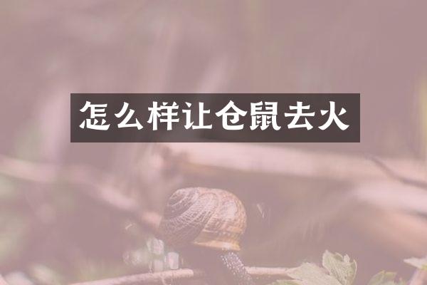 怎么样让仓鼠去火