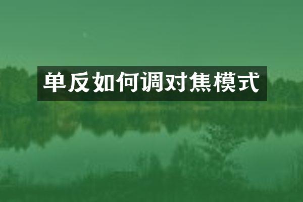 单反如何调对焦模式