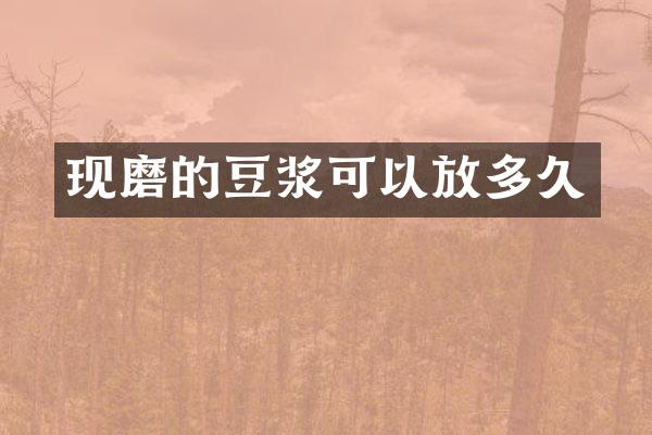 现磨的豆浆可以放多久