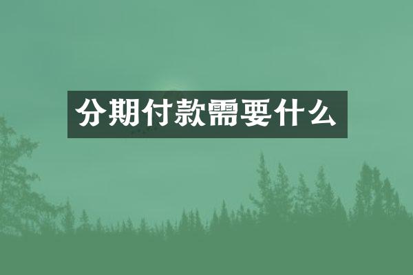 分期付款需要什么