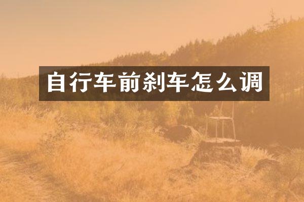 自行车前刹车怎么调