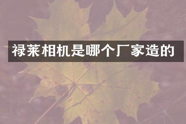 禄莱相机是哪个厂家造的