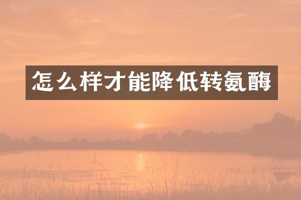 怎么样才能降低转氨酶