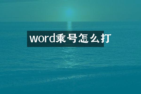 word乘号怎么打