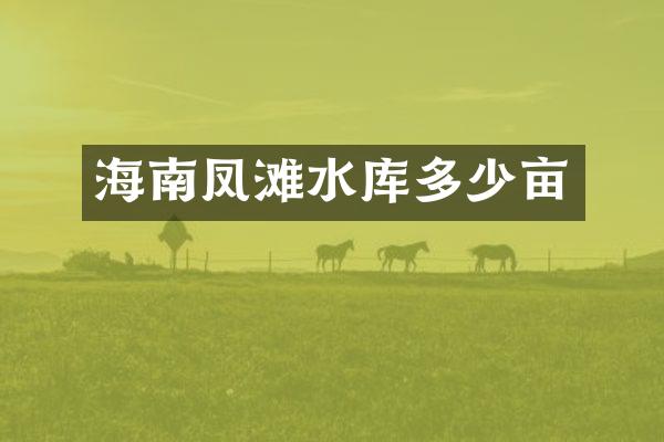海南凤滩水库多少亩