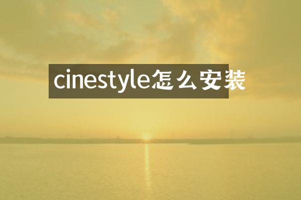 cinestyle怎么安装