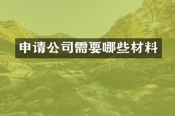申请公司需要哪些材料