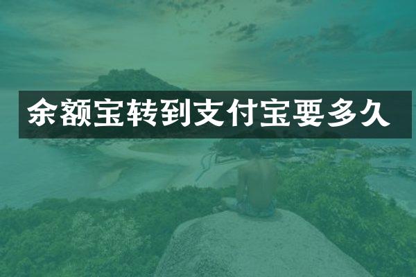 余额宝转到支付宝要多久