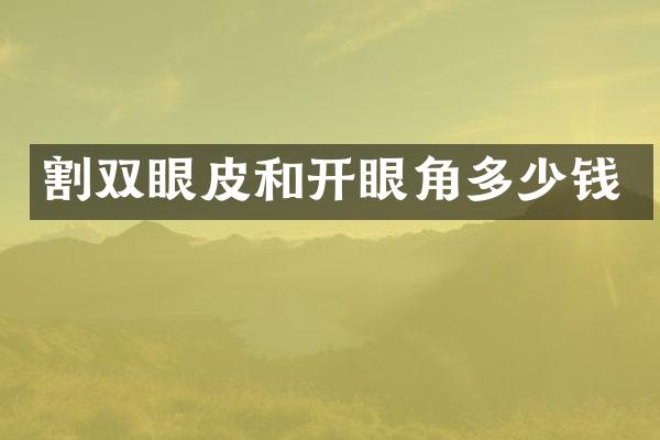 割双眼皮和开眼角多少钱