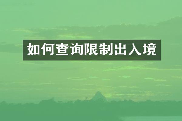 如何查询限制出入境