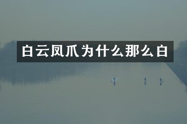 白云凤爪为什么那么白