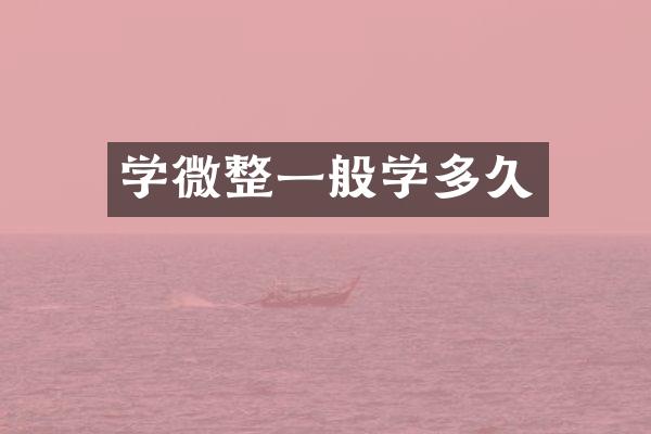 学微整一般学多久