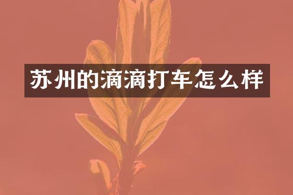 苏州的滴滴打车怎么样