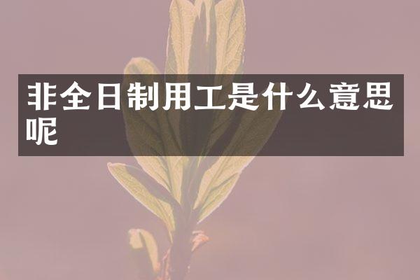 非全日制用工是什么意思呢