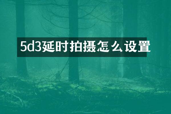 5d3延时拍摄怎么设置