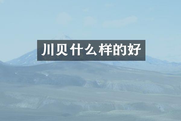 川贝什么样的好