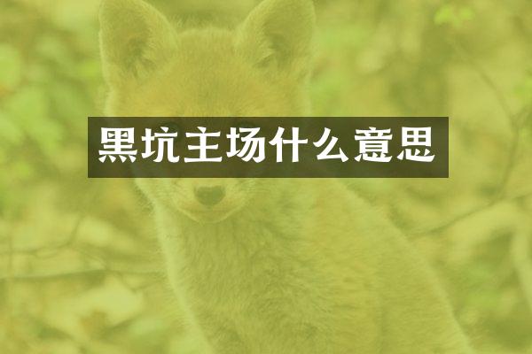 黑坑主场什么意思