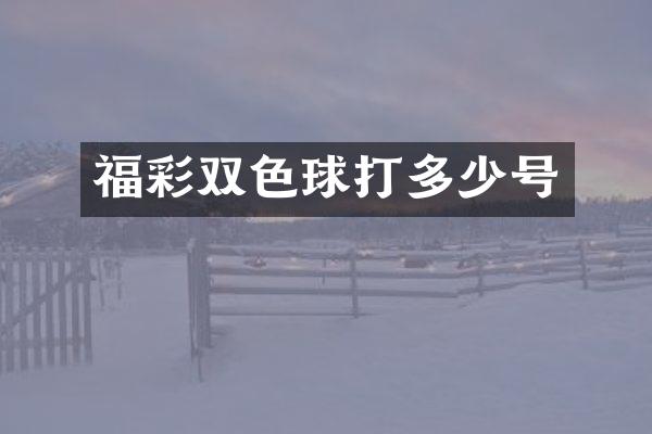 福彩双色球打多少号