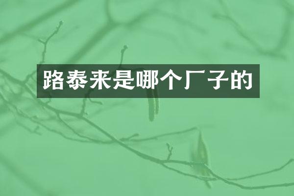 路泰来是哪个厂子的