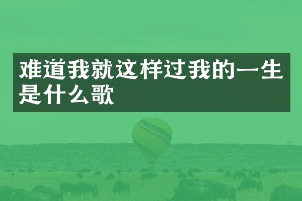 难道我就这样过我的一生是什么歌