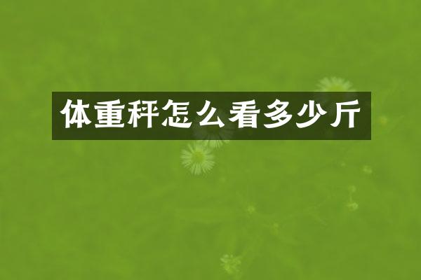 体重秤怎么看多少斤