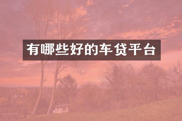 有哪些好的车贷平台